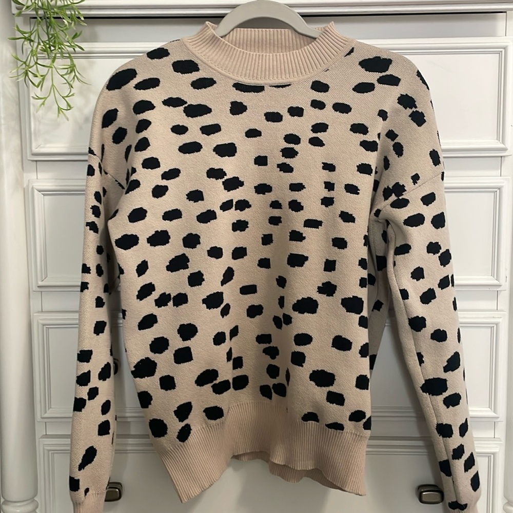 Francesca's Mi Ami Leopard Polka Dot Sweater - Small
